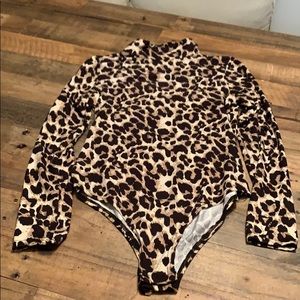 Leopard turtleneck bodysuit